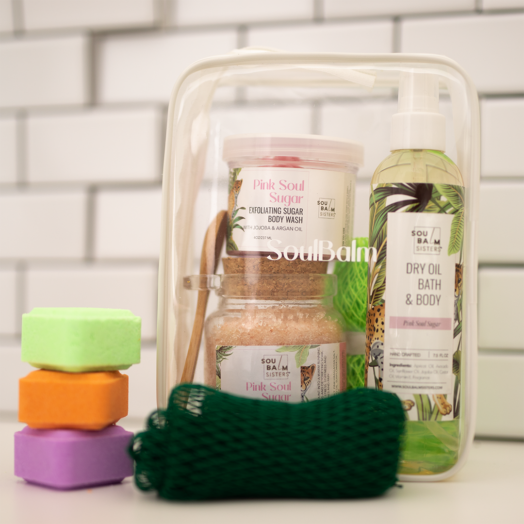 Marvelous Shower &amp; Bath Kit: Sugar Scrubs, Shower Steamers, Dry Oils &amp; Exfoliating Wash Cloth